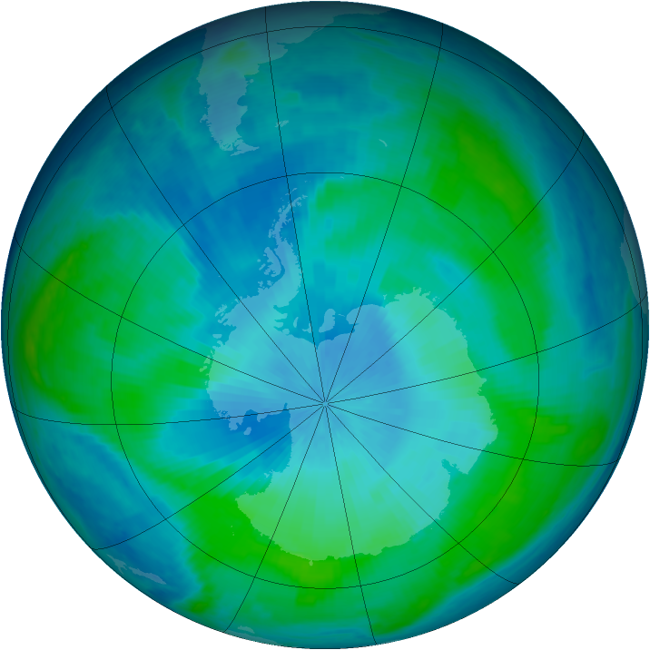 Antarctic ozone map for 17 February 1998